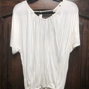 White Comfortable Top With Pearls